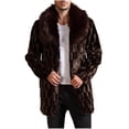 thumbnail image 2 of WXLWZYWL Men's Winter Parka Coat Long Sleeve Turn Collar Faux Fur Coat Jacket Overcoat, 2 of 5
