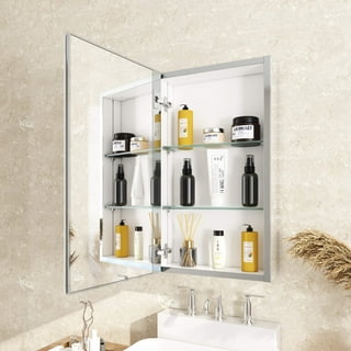 Fundin Plastic Medicine Cabinet, Beveled Edge Mirror Door with
