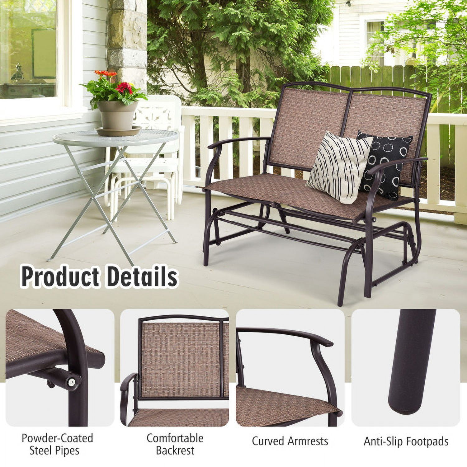 Aimee Lii Outdoor Double Rattan Patio Furniture, Porch, Backyard, Sturdy, Brown Aimee Lii Outdoor Double Rattan Patio Furniture, Porch, Backyard, Sturdy, Brown