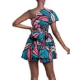 thumbnail image 4 of Uhndy Women Sexy V-Neck African Rompers Jumpsuit Floral Dashiki Ankara Boho Beach Short Sleeveless African Playsuit Leaf XL, 4 of 6