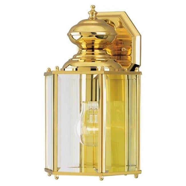 Westinghouse 6685300 One-Light Exterior Wall Lantern, Polished Brass Finish on Steel with Clear Beveled Glass Panels