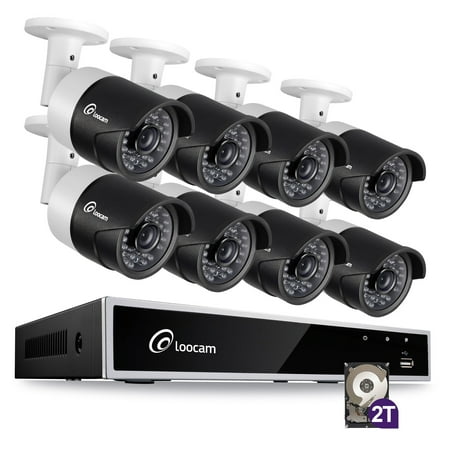 - Loocam 8-Channel HD-TVI 1080P Video Security DVR Surveillance Camera Kit and 8 PCS 2.0MP Indoor /Outdoor IR Weatherproof Camera 150FT Night Vision with IR Cut (2TB Hard Drive)
