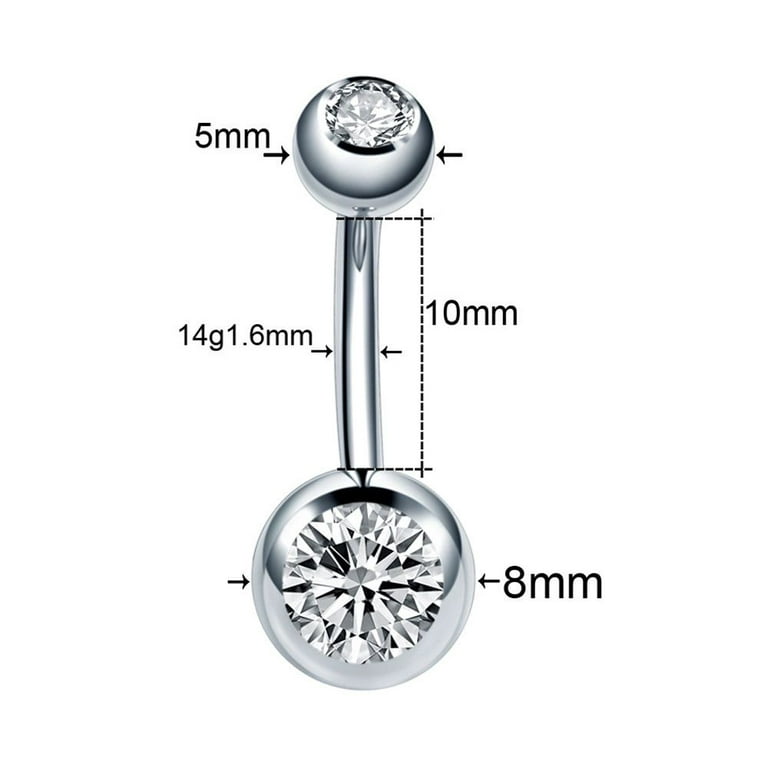 5pcs Stainless Steel Sexy Belly Button Ring Navel Silver Ball Rings Body  Jewelry