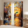 thumbnail image 2 of jejeloiu Rustic Mallard Blackout Curtains Set of 2 (52x84 Each),Orange Sunset Window Curtains For Girls Boys, 2 of 6