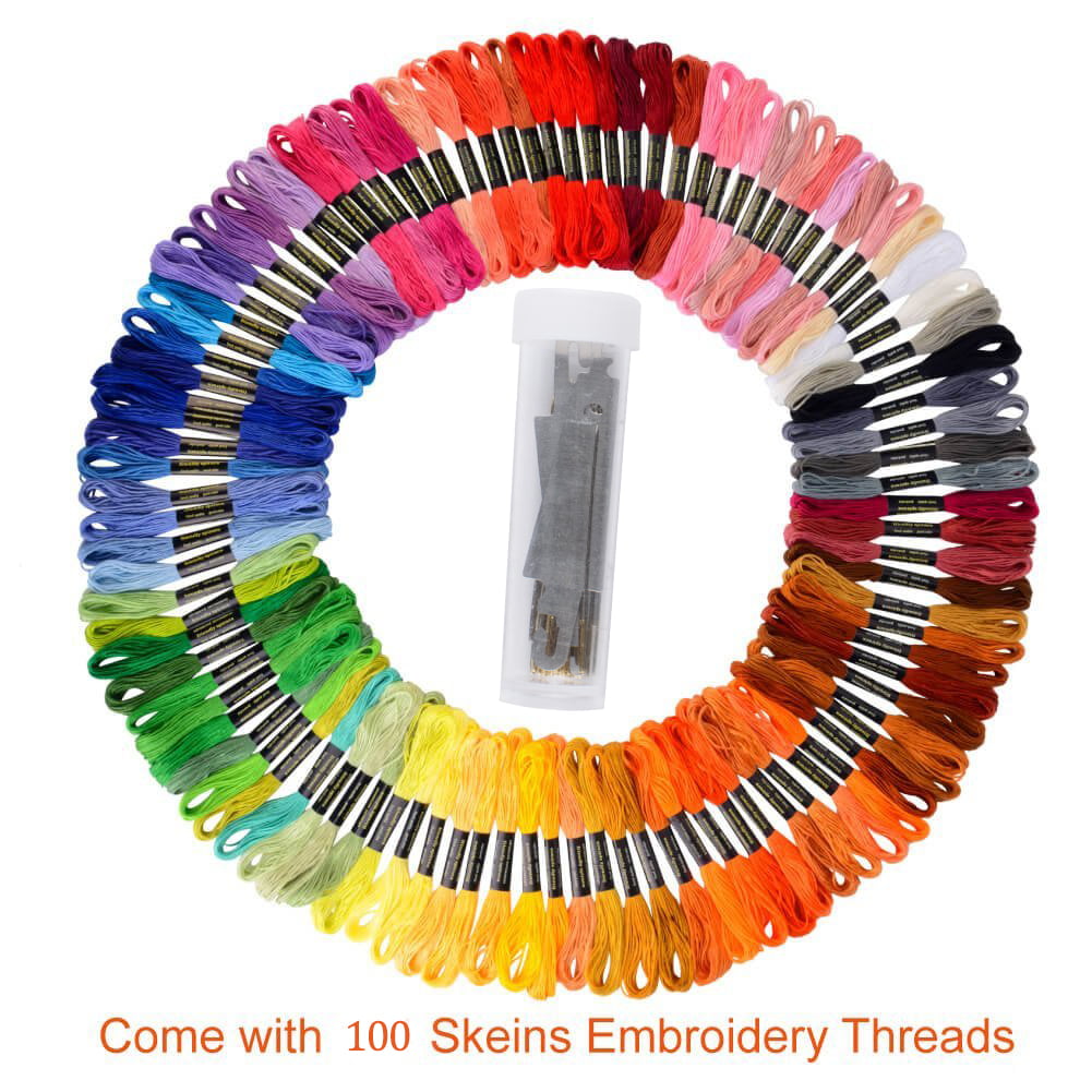Embroidery Threads 50 Skeins Per Pack Rainbow Color Embroidery Cross Stitch Crafts Floss Floss Bobbins for DIY Art & Craft Project 