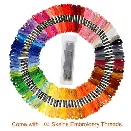 Premium Rainbow Color Embroidery Floss – Cross Stitch Embroidery Thread – Friendship Bracelets Floss – Crafts Floss – 100 Colors Skeins Per Pack, 30Pcs Free Set of Embroidery Needles and 2