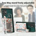 thumbnail image 5 of ELEHOLD Back Wallet Case for Samsung Galaxy S21+ Case with Flower Floral Pattern RFID Blocking Card Holders Zipper Storage Stand Function Magnetic Shockproof Purse Cover,green, 5 of 8