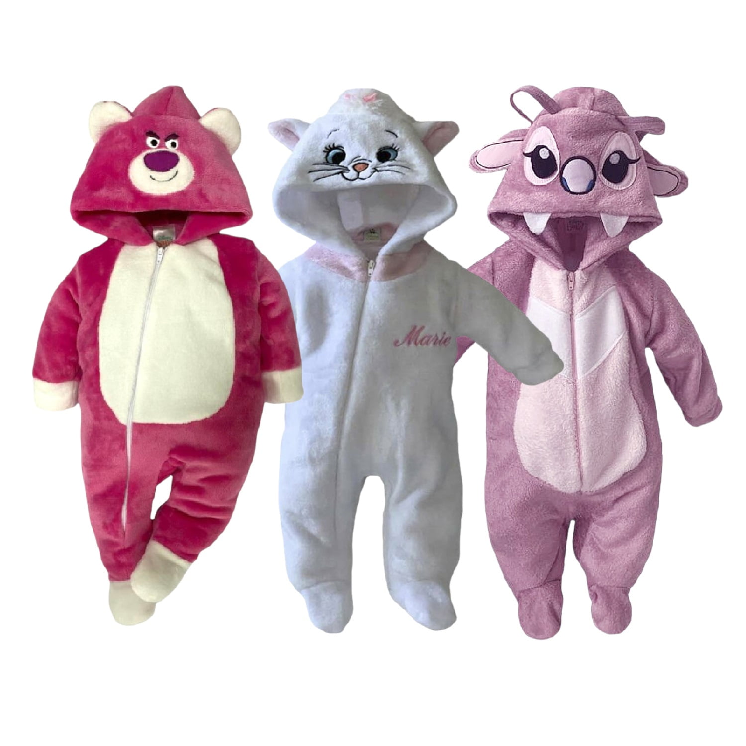 Kit 3 Mamelucos con Gorro Bordado Disney Lotso Marie Angel Disney KitB430