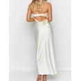 thumbnail image 2 of Vestido largo Realtix de seda satinada sin espalda para mujer, 2 of 5
