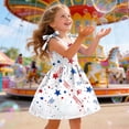 thumbnail image 4 of WUANDIXFA Toddler Summer Dress 1T 2T 3T 4T 5T 6T Cute 4th of July Star Striped Holiday Party Sleeveless Sun Dress Girls Patriotic Dresses Toddler Girl Summer Clothes White,1-2 Years, 4 of 5