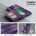 thumbnail image 7 of Feishell Back Wallet Case for Samsung Galaxy S24 Ultra, Premium PU Leather Flip Kickstand Cover with 3 Card Slots, Double Magnetic Clasp Shockproof Car Mount Phone Case for Galaxy S24 Ultra, Purple, 7 of 7