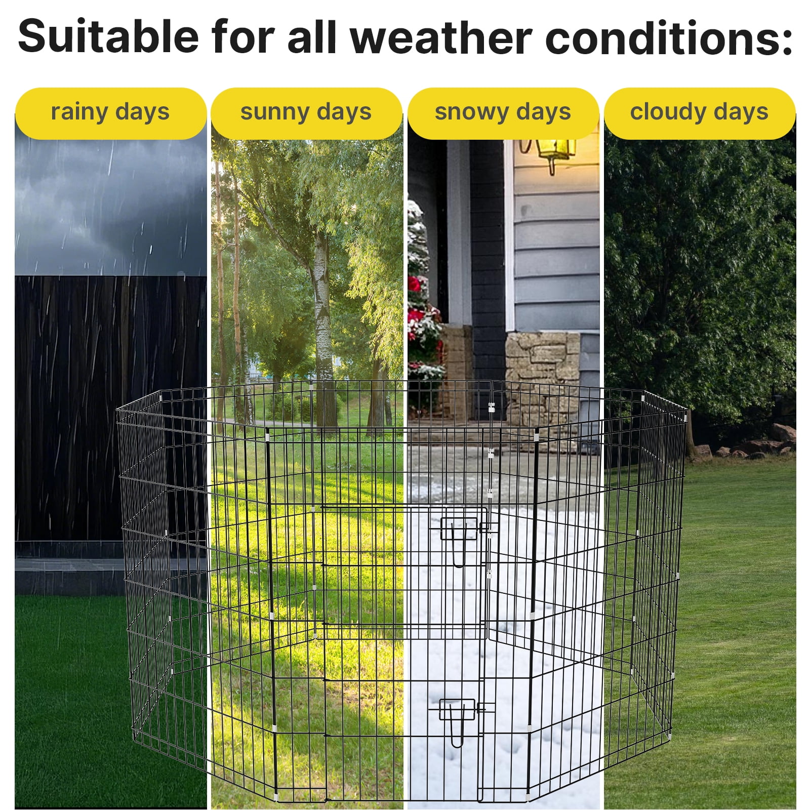 ZephyPaws Foldable Dog Playpen Pet Fence for Yard 36in Dog Pens for Inside,8 Panels Puppy Playpen