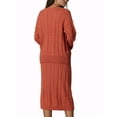 thumbnail image 3 of INSPIRE CHIC Womens' Fall Winter Roundneck Sweater Two Piece Outfit Midi Skirts with Pockets Lounge Set S Wine Red, 3 of 6