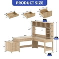 thumbnail image 6 of ModFusion 50 Inch L-Shaped Office Desk with File Cabinet, Computer Desk with Built-in Power Strip & LED Light, P2 MDF Particleboard, Light Oak Finish, 6 of 8