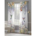 thumbnail image 4 of Watercolor Floral Sheer Curtains 84 Inch Length 2 Panels Set, Spring Daisy Sunflowers Wisteria Hummingbird Voile Window Treatment Curtains Sheers Drapes for Bedroom/Living Room/Kitchen 52"x84"x2, 4 of 7