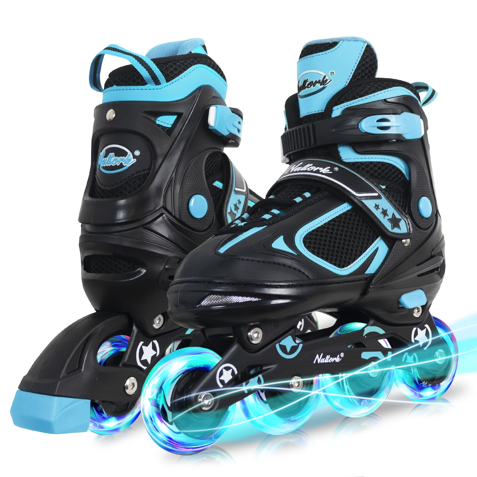 Nattork Kids Boys Inline Skates Adjustable Blades Skate Light up Wheels