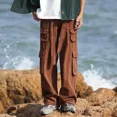 thumbnail image 3 of Pantalones Hombre Otoño Marrón Pantalones Cargo para Hombre Rectos Apilados Harajuku Y2k Oversize Emo Estética Pantalones Vintage Talla Grande Grande, 3 of 5