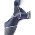 thumbnail image 2 of Yongchuantie Men's 3.15" Necktie Fashion Grey Double Splicing White Stripe Pattern Hand Knot 8CM Wide Tie+Gift Box, 2 of 7