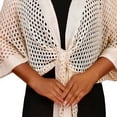thumbnail image 5 of BLTIBY Womens Hollow Out Cover Up Short Knit Cardigan Shawl Wrap Front Batwing Sleeve Sun Protection Cover ups Beige Free Size, 5 of 5