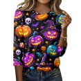 thumbnail image 6 of Halloween Shirts for Women Bat Spider Loose Fit 3/4 Sleeve Scary Tees Pumpkin Print Crew Neck Fall Casual T-Shirt 5XL, 6 of 6