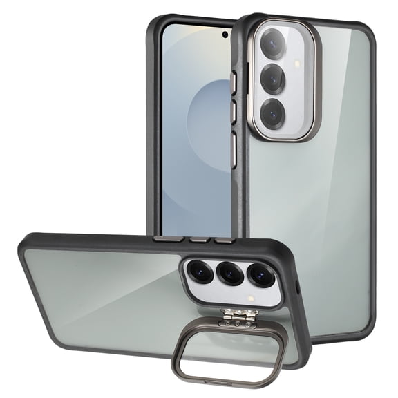 For Samsung Galaxy S25 / Galaxy S24 Flip Fold Camera Lens Protection Kickstand Shockproof Protective Hybrid Case Cover Black