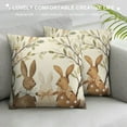 thumbnail image 3 of Nawypu  Happy Easter Buffalo Plaid Brown Rabbits Throw Pillow Covers, Eucalyptus Leaves Bunny Eggs Cushion Case Decoration for Sofa Couch Set of, 3 of 5