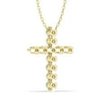 thumbnail image 4 of ARAIYA FINE JEWELRY 1/2 CT. T.W. Emerlad and Lab Grown Diamond Cross Pendant with Gold plated Silver Cabal Chain Necklace 18", 4 of 7