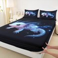 thumbnail image 3 of Manfei Kawaii Salamander Twin Sheet Sets 3pcs for Preppy Child,Cartoon Animal Twin Fitted Sheet Microfiber,Bling Glitter Breathable Flat Sheet,Microfiber Bedroom Decor, 3 of 7