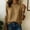 Khaki, variant on Delayuji Women's Cotton Linen Shirt Round Neck Long Sleeve Shirt with Button Fashion Solid Color Loose Summer Tops Business Casual Outfits