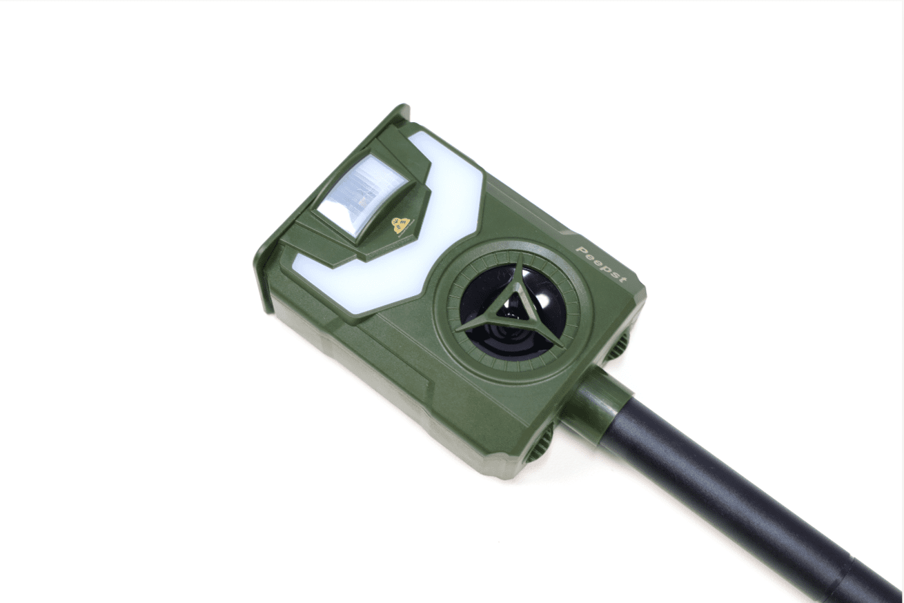 Peepst Solar Animal Repellent Ultrasonic Deer Repeller Fox Deterrent with 5 Modes Motion Sensor Flame Light for Repel Squirrel Cat Dog Outdoor Lawn Orchard Garden