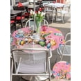 thumbnail image 4 of Outdoor Tablecloth with Umbrella Hole and Zipper, Pink Easter Bunny Round Table Cloth 54 Inch Waterproof Tablecloth, Spring Tulip Easter Eggs Plaid Burlap Picnic Table Cover for Patio Camping, 4 of 7