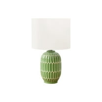 Lighting - 22"h - Table Lamp - Green Ceramic - Ivory/Cream Shade - Contemporary