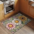 thumbnail image 2 of Bathroom Rugs 2x3 Ft, Vintage Daisy Floral Non Slip Area Rugs for Kitchen Bedroom Entryway, Spring Flowers Botanical Leaves Checkered Wooden Washable Carpet Runner Rug Floor Mats for Bedroom, 2 of 8