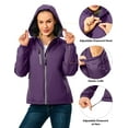thumbnail image 2 of Little Donkey Andy Womens Warm Recycle Insulated Jacket Hooded Lightweight Windproof Winter Coat Hiking Travel Purple L, 2 of 6