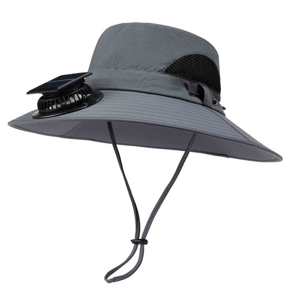 SAWOBUUN Solar Powered Fan Hat Wide Brim Breathable Sun Hat Fishing Beach Outdoor Hats for Men and Women