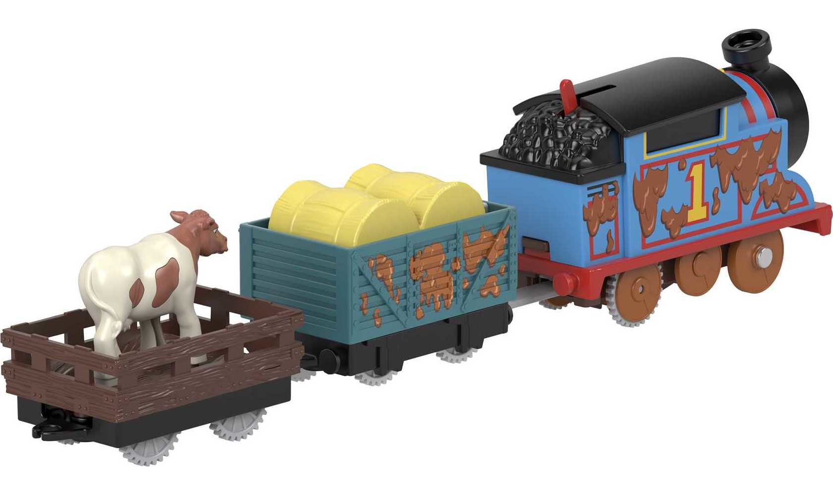 Thomas  Friends Muddy Farm Thomas Motorized Toy Train Engine  Cargo for  Preschool Kids