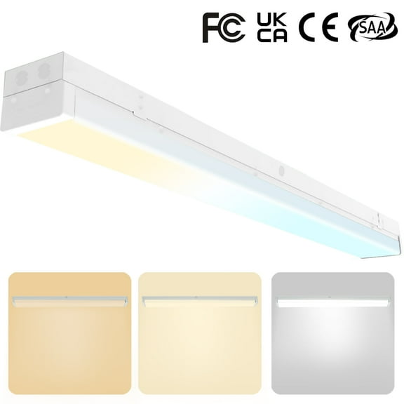 4FT LED Wraparound Stairwell Light, IP20, 20W(2500lm)/40W(5000lm), 3/4/5000K CCT Selectable, 100-277V, Flush Mount Commercial LED Wrap Shop Ceiling Light Fixture for Warehouse, FCC Listed