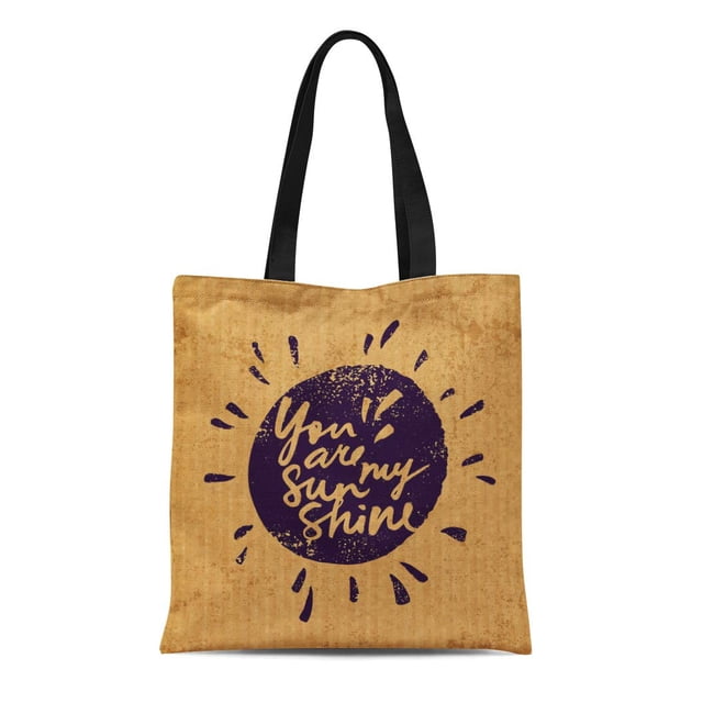 JSDART Canvas Tote Bag Inspirational You Are My Sunshine Expressive Brush Lettering Durable Reusable Shopping Shoulder Grocery Bag