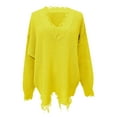 thumbnail image 2 of Yellow Sweaters for Women'S Irregular Fringe Casual Top Fall Or Winter Knitted Loose Sweater Womens Fall Fashion 2025, 2 of 4
