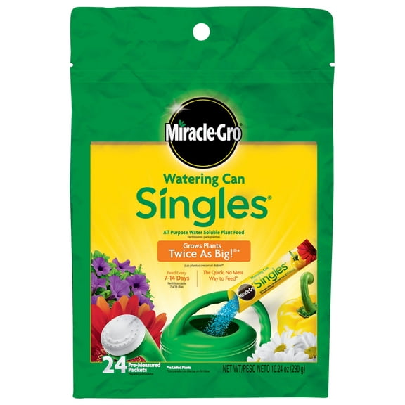 Miracle-Gro Watering Can Singles All Purpose Water Soluble Plant Food, 24 Singles/Bag