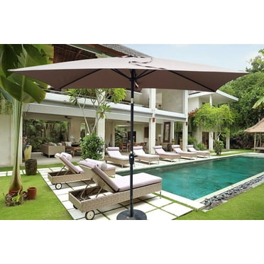 6 x 9ft Patio Umbrella Outdoor Waterproof Umbrella with Crank and Push Button Tilt without flap for Garden Backyard Pool Swimming Pool Market