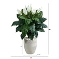thumbnail image 2 of Nearly Natural 4' Spathiphyllum Artificial Plant in White Designer Planter, Green, 2 of 4