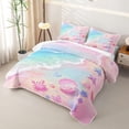 thumbnail image 3 of Manfei Blue Ocean Waves Twin Quilt Set,Pink Sand Twin Coverlet Set,2pcs, 3 of 7