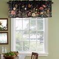 thumbnail image 3 of Farmhouse Floral Curtain Valances for Windows, Kitchen Valance Window Treatments Panel 2 Pack, Spring Flowers Black Rod Pocket Short Curtains for Bathroom Bedroom 42 x 18 Inch, 3 of 8