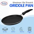 thumbnail image 3 of Alpine Cuisine Griddle Pan Aluminum 12-Inch Nonstick Coating, Griddle Pan for Stove Top with Stay Cool Handle, Durable Nonstick Cookware - Dishwasher Safe - Gray, 3 of 8