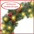 thumbnail image 2 of Casafield 24 Inch Pre-Lit Artificial Christmas Wreath with LED Lights, Pine Cones and Berries Indoor/Outdoor Holiday Décor, 2 of 7