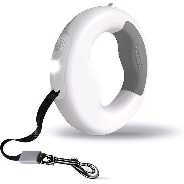 Correa retráctil para perros con luz LED, correa para caminar para perros de 10 pies, cuerda de tracción de nailon con mango antideslizante para perros pequeños y medianos de hasta 44 lb, 360 enr