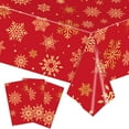 thumbnail image 6 of Luxcidy Christmas Snowflake Tablecloth, Christmas Snowflake Plastic Party Tablecloth Decorations, Gold Snowflakes Red Christmas Background Tablecloth, for Winter Christmas Holiday Party Supplies, 6 of 6
