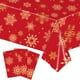 thumbnail image 4 of Mantel de plástico con copos de nieve navideños para fiestas, decoración dorada con copos de nieve y fondo rojo, ideal para fiestas navideñas de invierno, de 54 x 108 pulgadas., 4 of 4