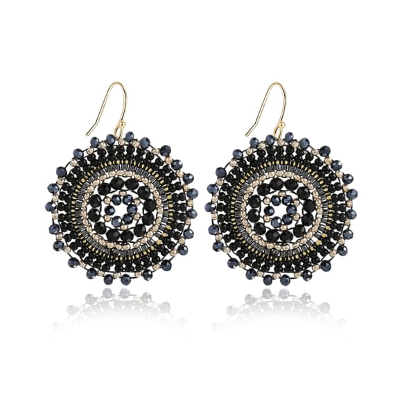 Aretes Elegance 11 Diseños con Cristales Negros y Cuentas, 5x4 cm
